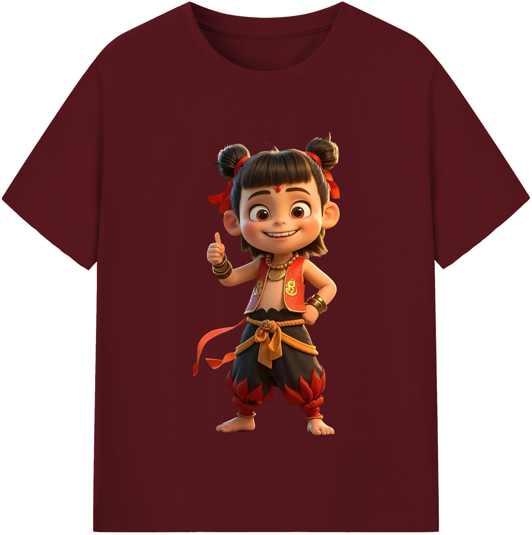 （画像用） Ne Zha 2 ナタ 魔童の大暴れ 綿100％半袖Tシャツ（フロントプリント）